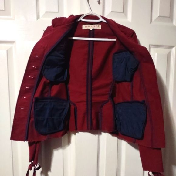 NWT Free People Maroon Red Ella Sergeant Military/Riding Jacket. - Picture 7 of 10